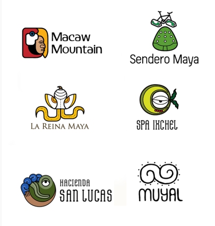 Various logos Frida Larios has made from her New Maya Writing System